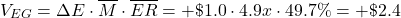 \[ V_{EG} = \Delta E \cdot \overline{M} \cdot \overline{ER} = +\$1.0 \cdot 4.9x \cdot 49.7 \% = + \$ 2.4 \]