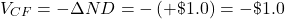 \[ V_{CF} = -\Delta ND = - \left( + \$1.0 \right) = - \$ 1.0 \]