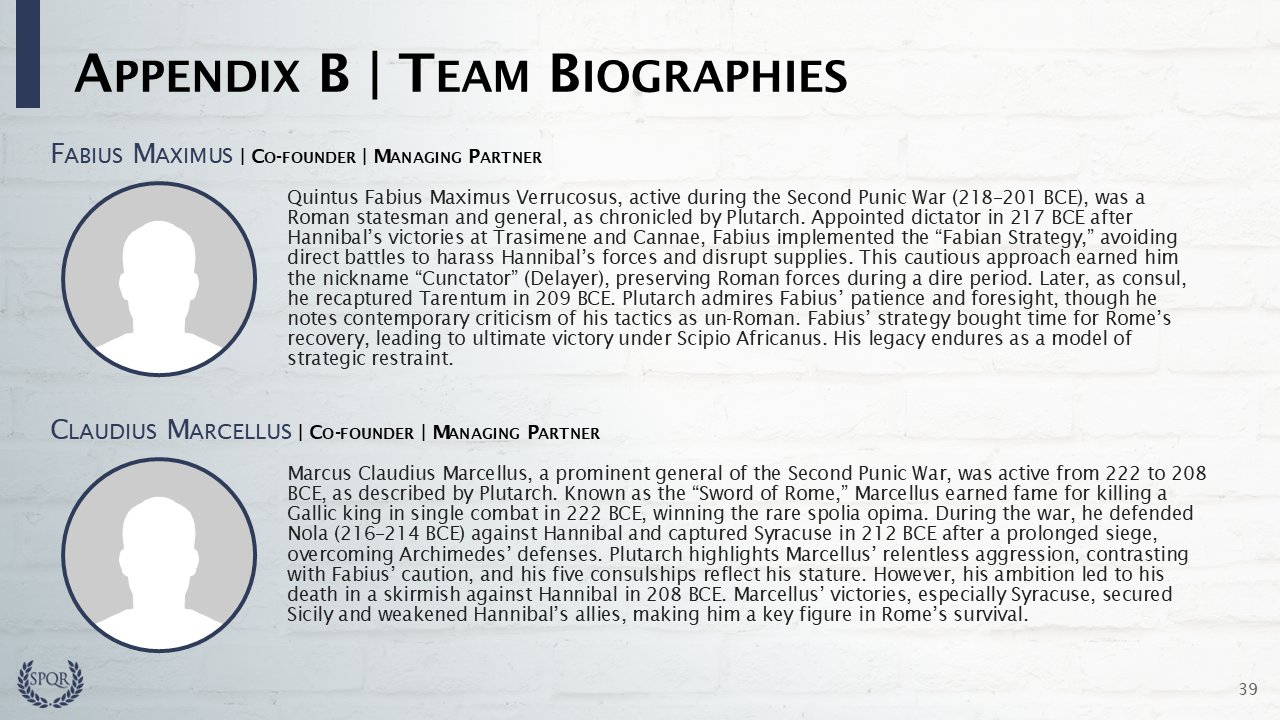 Fundraising Deck: Team Biographies