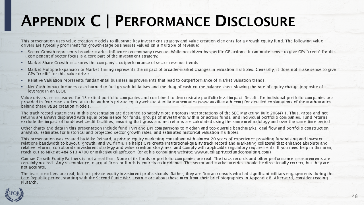Fundraising Deck: Performance Disclosures